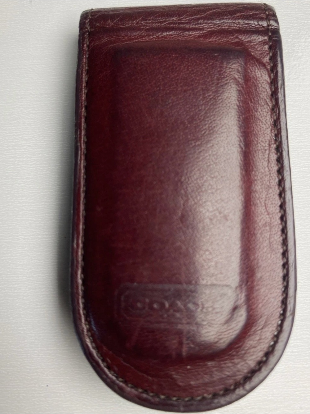 Coach Burgundy Leather Magnetic Money Clip